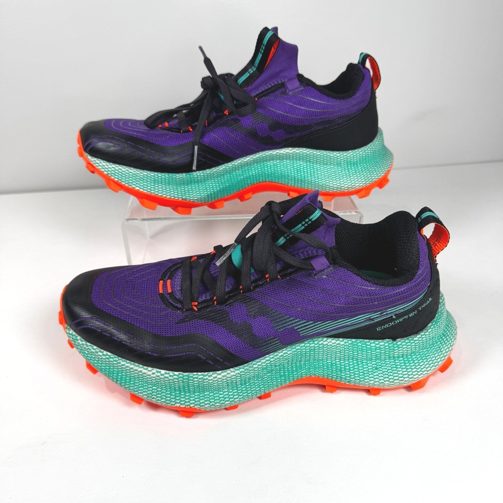 Saucony Endorphin Trail Womens Size 9 Purple Teal Trail Running Shoes Tech